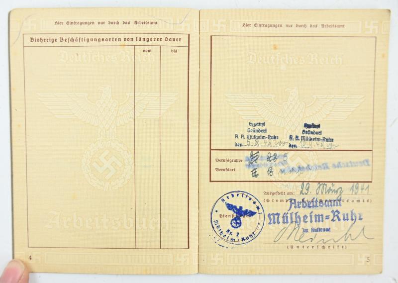 German Third Reich Era Workers Pass 'Reichsbahn'