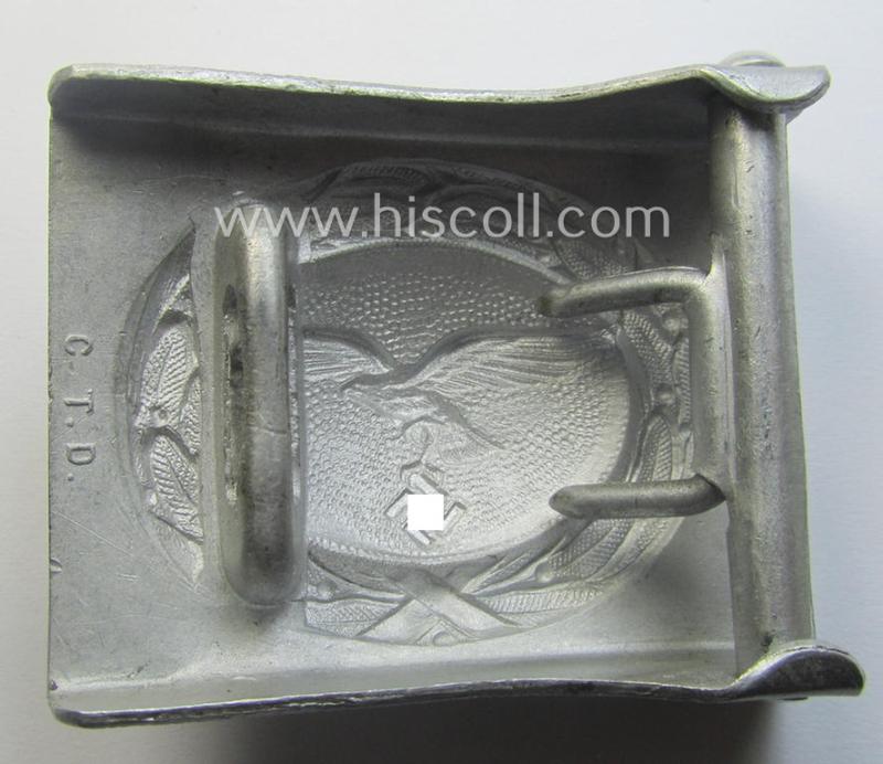 'Stonemint', WH (Luftwaffe) silver-coloured and/or molded aluminium-based belt-buckle, being a clearly maker- (ie. 'C.T.D.-) marked example