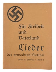 German SA Songbook 'Fur Freiheit und Vaterland'