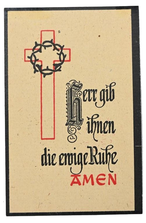 German WH Deathcard 'Franz Weibeler'