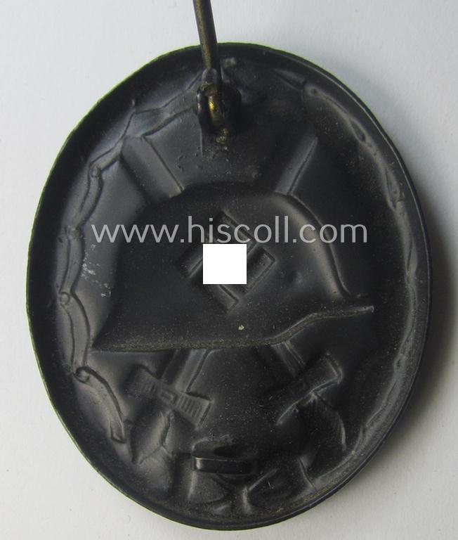 Minimally used- and/or hardly worn black-class wound-badge (or: 'Verwundeten-Abzeichen in Schwarz') being a typical non-maker-marked (and non-magnetic!) example