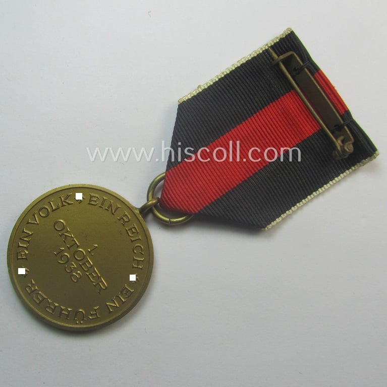 WH Czech-occupation- (ie. 'Anschluss'-) medal: '1. Oktober 1938' that came mounted onto its period ribbon as issued and/or recently found