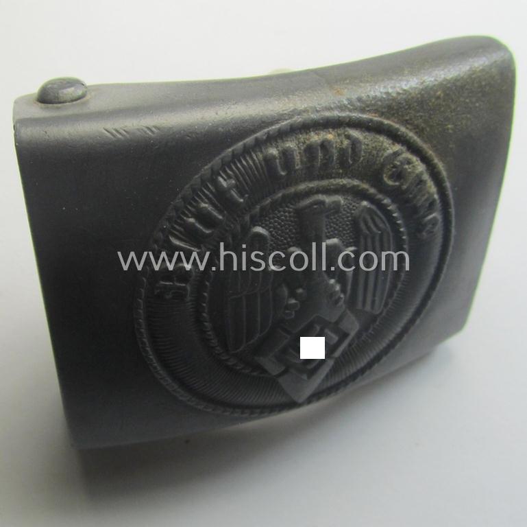 HJ (ie. 'Hitlerjugend') zinc- (ie. 'Feinzink'-) based- (and/or unusually 'molded'-pattern!) belt-buckle being a maker- (ie. 'RzM M4/23'-) marked example