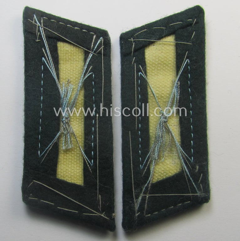 Fully matching pair of pre- (ie. early-war-) period WH (Heeres) 'M36' (ie. 'M40'-) type collar-patches (ie. 'Einheitskragenspiegel') as piped in bright-pink-coloured branchcolour as intended for usage by a: 'Soldat der Panzer- o. Panzerjäger-Trpn.'