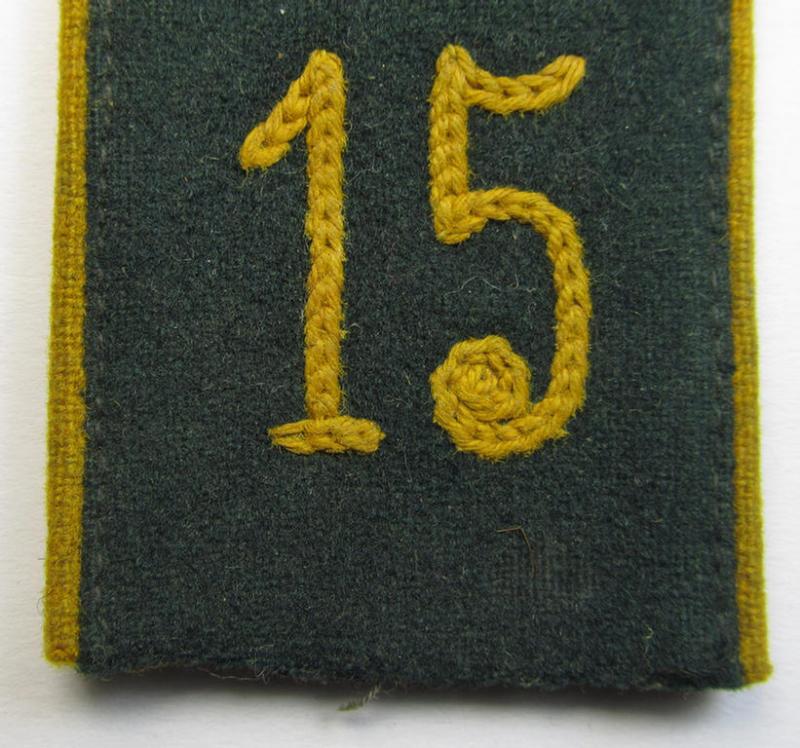 Attractive - albeit single! - example of a WH (Heeres), early-war period- (ie. 'M36'- ie. 'M40'-pattern and/or rounded-style) neatly 'cyphered', EM-type shoulderstrap as was intended for usage by a: 'Soldat des Kavallerie o. Reiter-Regiments 1...