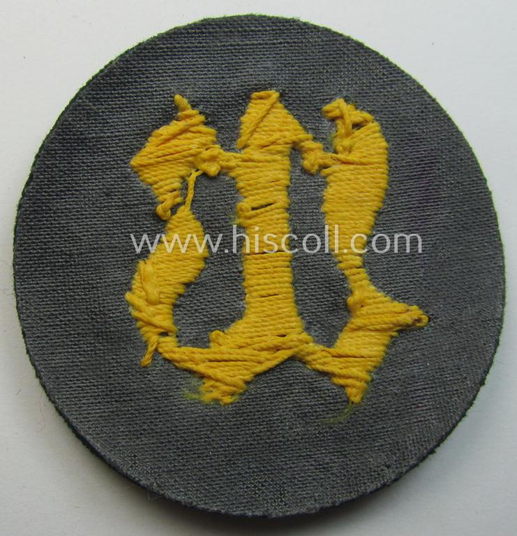 WH (Heeres) hand-embroidered trade- and/or special-career arm-insignia: 'Wallmeister' (or: fortification-construction NCO)