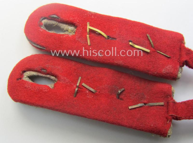 Truly used- and worn pair of WH (Heeres) 'cyphered', officers'-type shoulderboards: 'Hauptmann des Artillerie-Rgts. 5'
