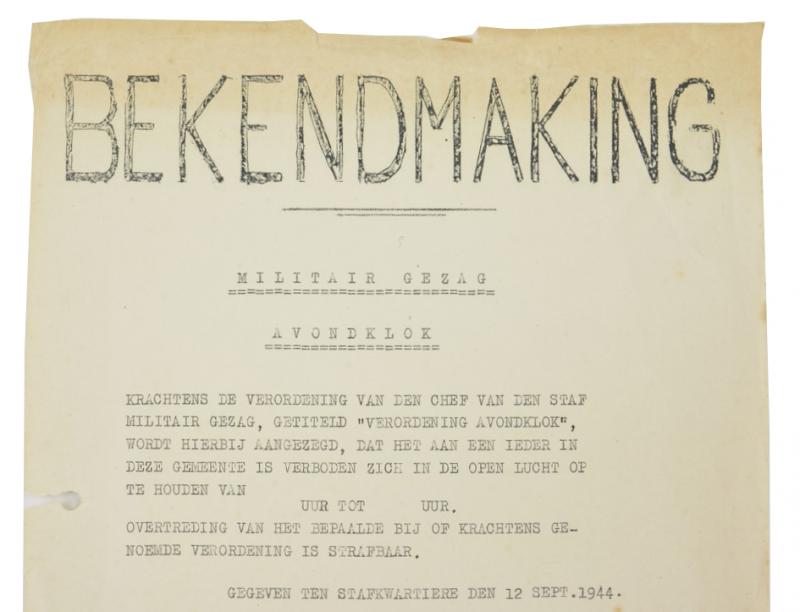 Dutch Military Authority Leaflet 'Curfew'