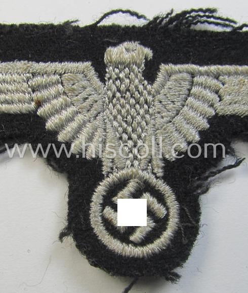 Superb example of a mid- (ie. later-war-) pattern, 'SS' (ie. 'Waffen-SS') so-called: 'RzM-style' enlisted-mens'-/ie. NCO-pattern arm-eagle as was intended for usage by the various Waffen-SS troops throughout the war