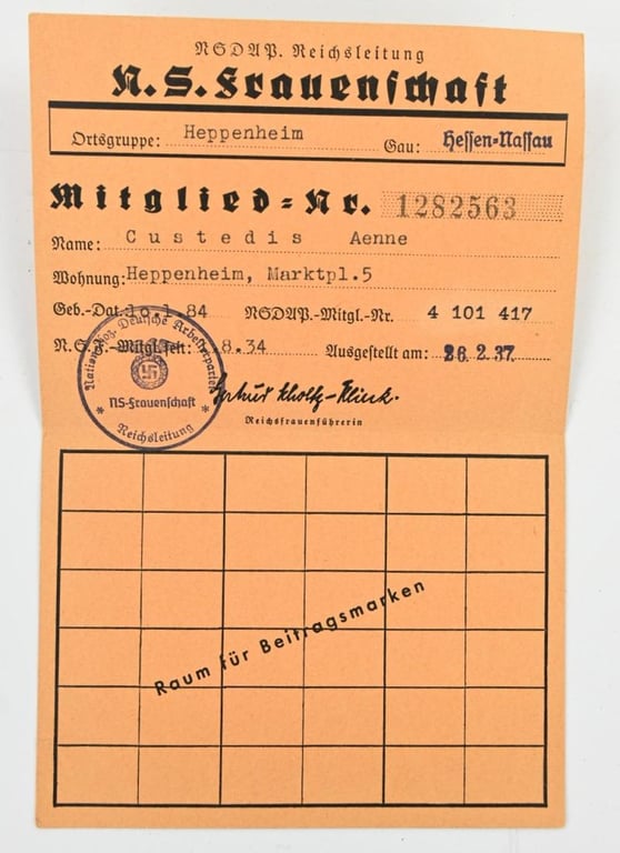 German NSF/NSDAP Document Set