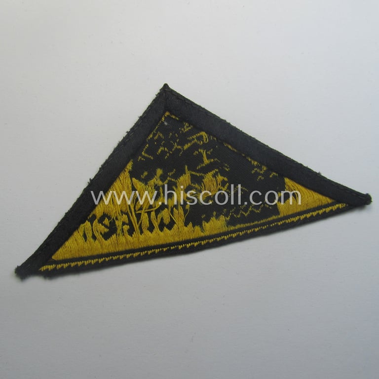 Truly used and/or worn 'HJ' ('Hitlerjugend') district-triangle (ie. 'Gebietsdreieck') entitled: 'Süd Mainfranken'
