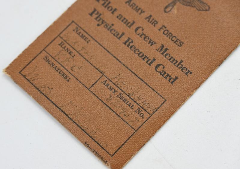 USAAF WW2 Pilot & Crew Physical Record Card