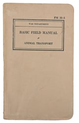 US WW2 FM 25-5 Basic Field Manual 'Animal...