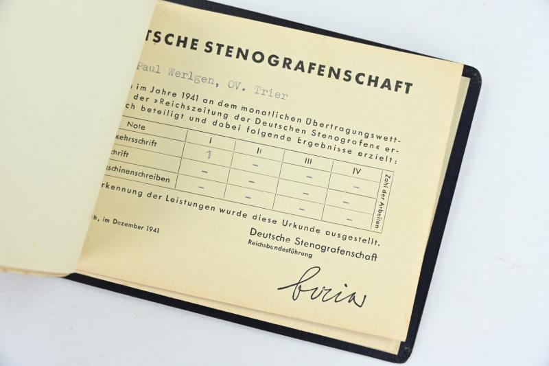 German Third Reich NS Stenografenschaft Membercard