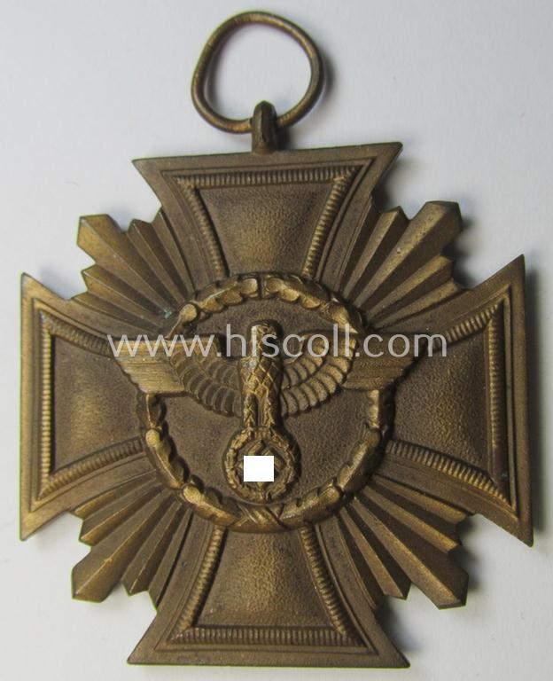Attractive, 'N.S.D.A.P. Dienstauszeichnung in Bronze' (ie. '3. Stufe für 10 Jahre t. Dienste') being a (typical) non-maker-marked- (and 'regular-weight'!) example that comes together with its (full length!) period ribbon (ie. 'Bandabschnitt')