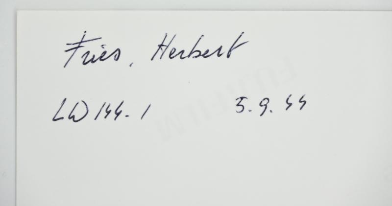 Signature of Luftwaffe Fallschirmjager KC Recipient 'Herbert Fries'