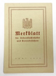 German Arbeitsbuch Paper instruction sheet