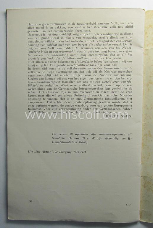Waffen-SS booklet: 'De weg tot Germaansche Lotsverbondenheid - Opleidingskamp Sennheim'