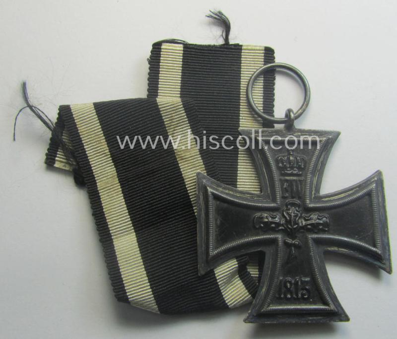 WWI-period: 'Eisernes Kreuz II. Klasse' (being a fully untouched and maker-marked example that comes with its fairly long-sized ribbon ie. 'Bandabschnitt')
