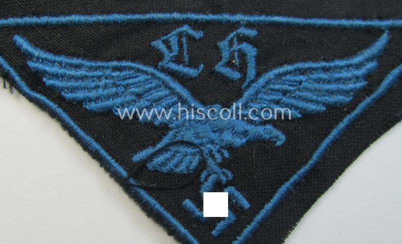 Neat, WH (Luftwaffe- ie. Hitlerjugend-) related, machine-embroidered breast-badge (ie. eagle-device) as was specifically intended for usage by a: 'Flakhelfer' (ie. later-war-period, youthfull, anti-aircraft staff-member)