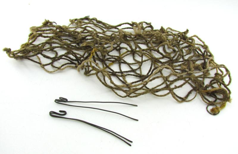 Complete late war German helmet net with attachment hooks