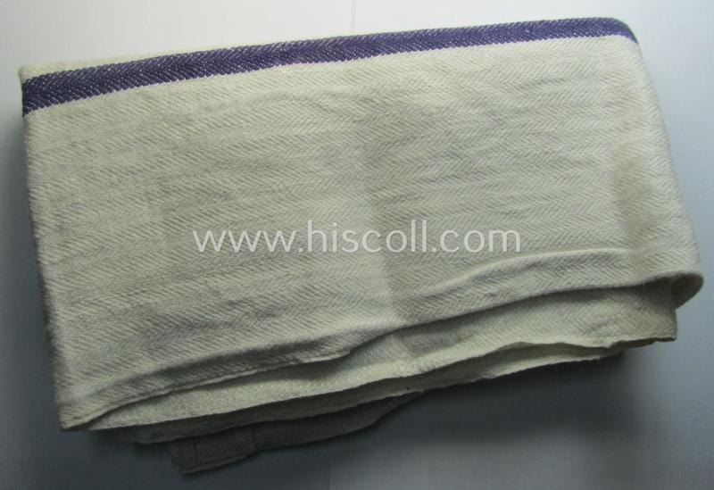 WH (Kriegsmarine) 'standard-type'- (ie. 'standard-issued'-) towel (ie. 'Handtuch') as was executed in 'roughly-styled' linnen-based cloth and bearing the interwoven text: 'Kriegsmarine'