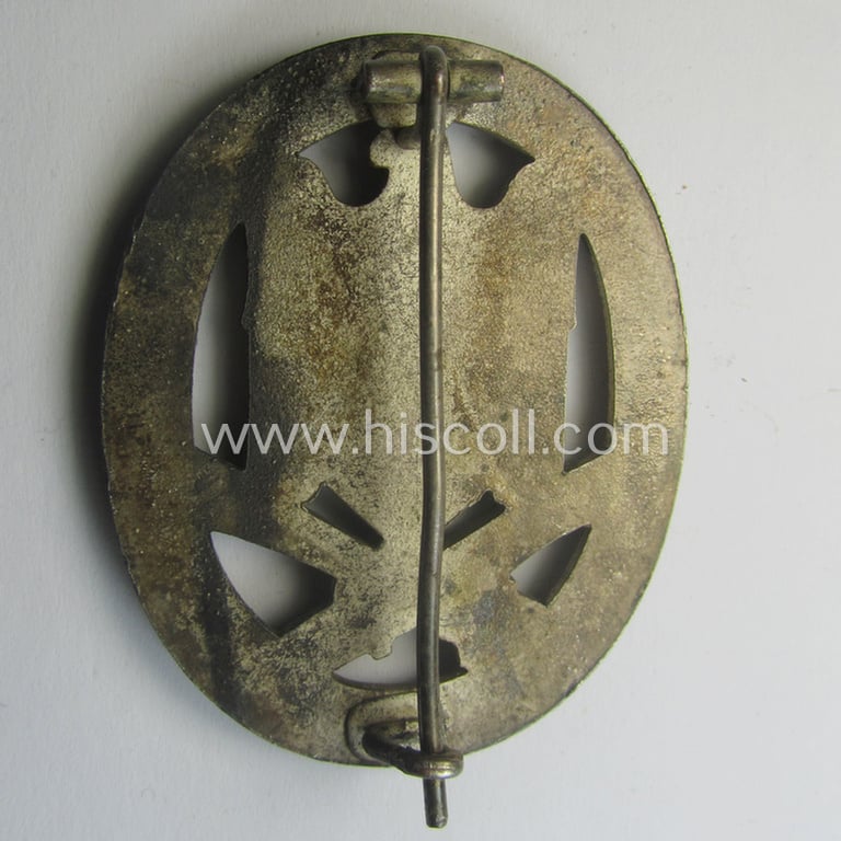 'Allgemeines Sturmabzeichen' being a non-maker-marked, so-called: 'copper-coated' and/or 'Buntmetall'-based so-called: 'flat-back'-pattern by a (by me) unidentified maker