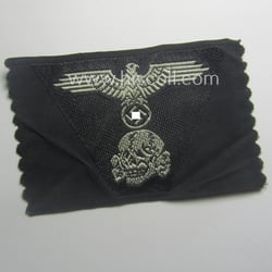 Waffen-SS black-coloured M43-pattern 'Panzer'-cap-trapezoid as executed in 'BeVo'-weave-pattern...