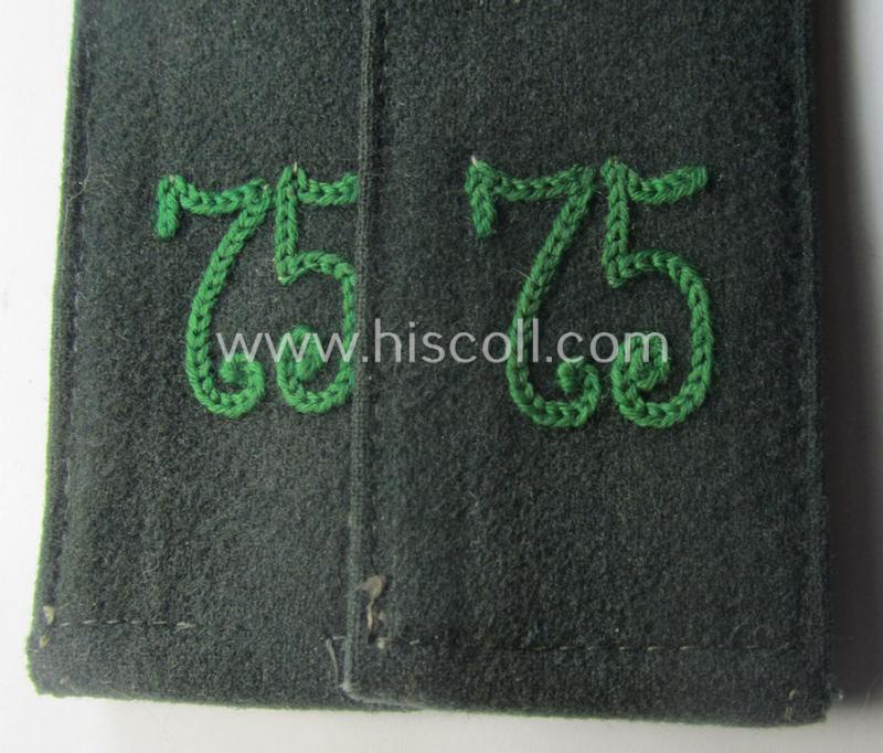 Pair of WH (Heeres) EM-type (ie. 'M36-/M40'-pattern- and 'pointed styled-') 'cyphered' shoulderstraps as was intended for usage by a: 'Soldat des Jäger-Rgts. 75'