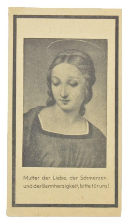 German WH Deathcard 'Franz Xaver Geistbeck'