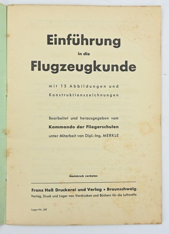 German Third Reich Era Book 'Airplane Technoligy'