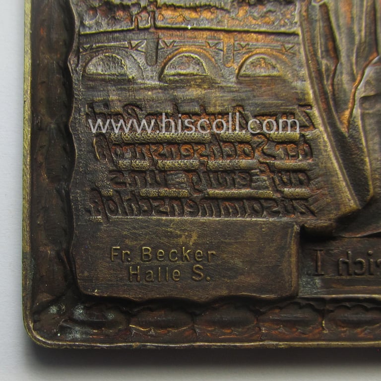 Superb - very detailed and most certainly scarcely found! - neatly golden-bronze-coloured (and I deem 'bronze'-based-) so-called: 'door-plaque' (ie. 'Türplakette') entitled: 'Jahrtausendfeier Merseburg - 21. 27. Juli 1933'