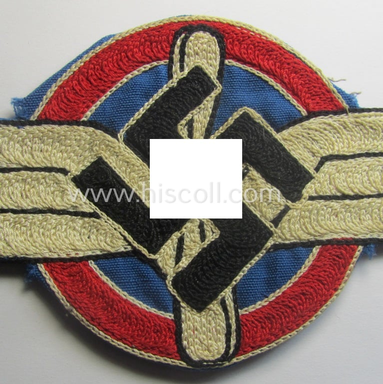 HJ (ie. 'Hitlerjugend') pre-war- (ie. after 1938-) so-called: 'Sporthemd-Abzeichen' that was intended for usage by a member who served within the so-called: 'Luftsportscharen'
