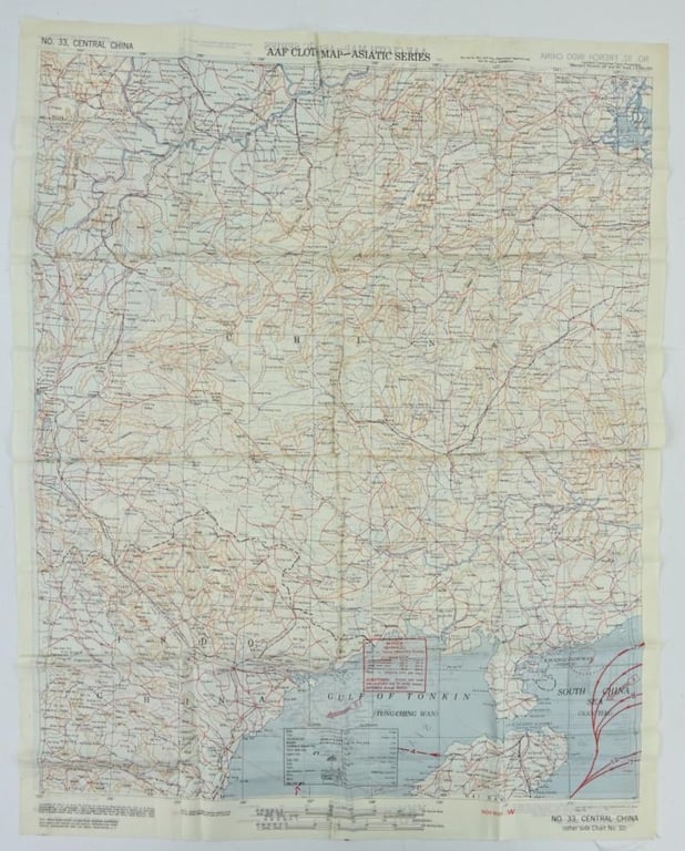 USAAF WW2 Escape Map 'French Indo China'