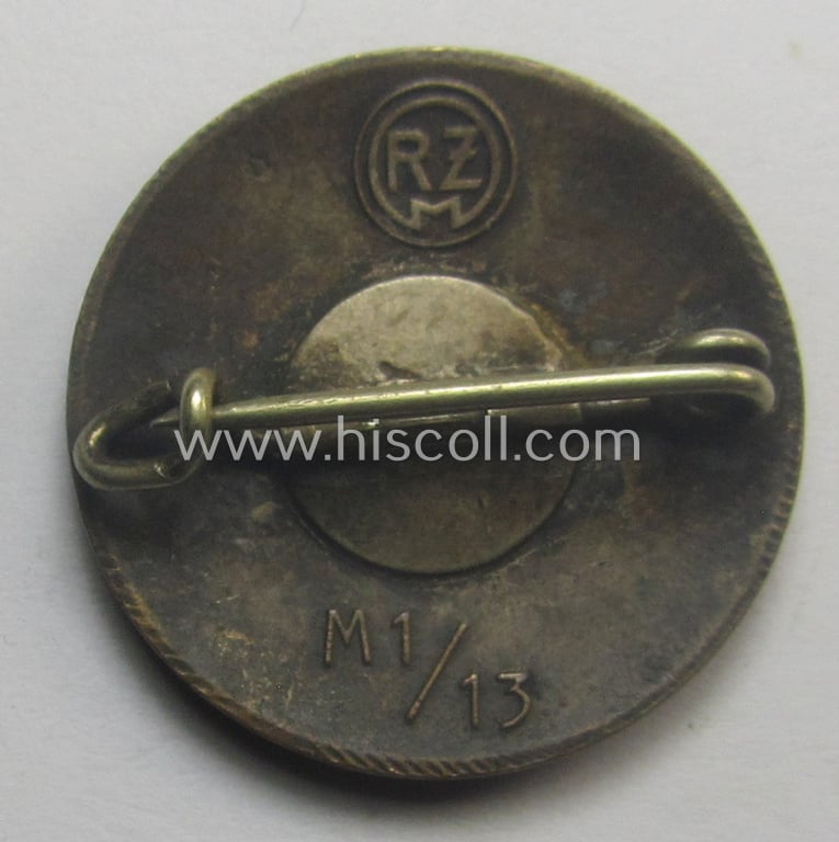 Early-period - and scarcely found! - 'N.S.D.A.P. - Parteiabzeichen' showing the neat makers'-designation: 'RzM M1/13' (ie. 'L.Christian Lauer')
