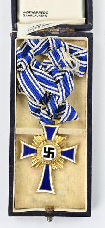 German Mother Cross in Gold with Case