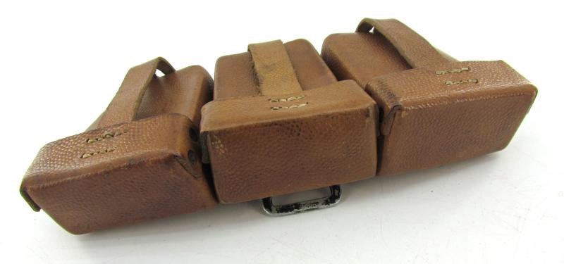 RARE matching set of brown leather K98 ammunition pouches