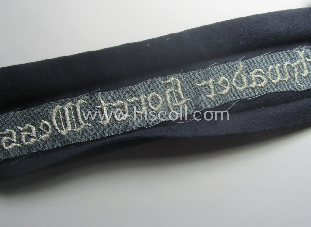 WH (Luftwaffe) cuff-title ie. armband (ie. 'Ärmelstreifen') entitled: 'Geschwader Horst Wessel' that comes in a presumably issued- albeit never worn, condition
