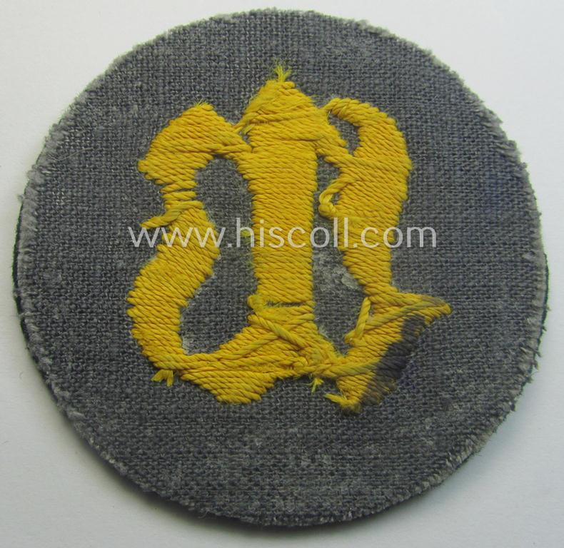 WH (Heeres) hand-embroidered trade- and/or special-career arm-insignia: 'Wallmeister' (or: fortification-construction NCO)