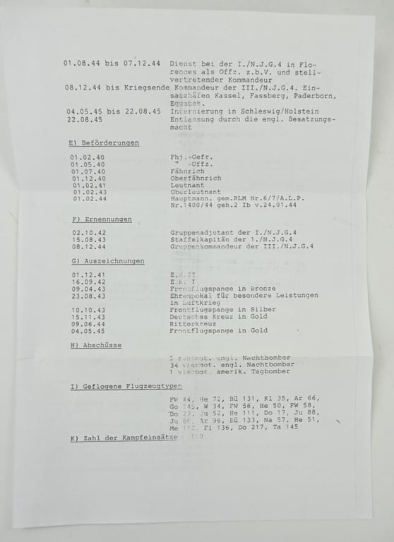 Signature of Wehrmacht Heer KC Recipient 'Ludwig Meister'