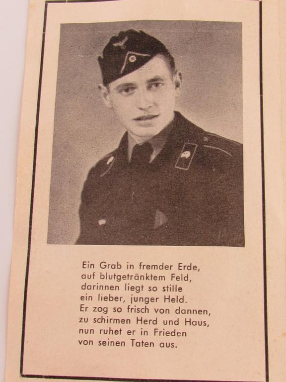 Death Notice Wehrmacht Panzer Soldier