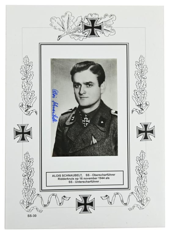 Postcard with Signature of Waffen-SS KC Recipient 'Alois Schnaubelt'