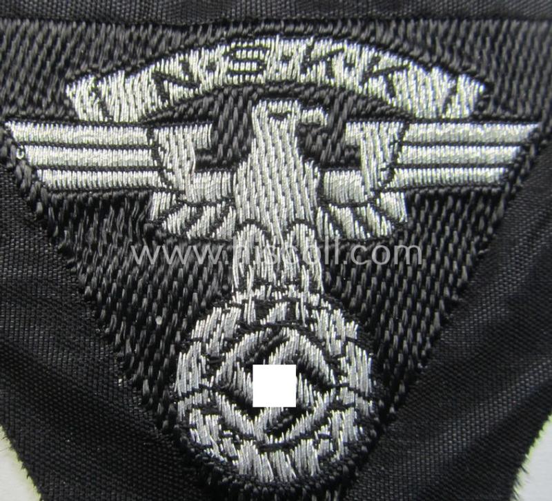 Attractive, so-called: N.S.K.K. (ie. 'National Socialistisches Kraftfahr Korps') side-cap-eagle (ie. 'Adler für Schiffchen o. Lagermütze') being a 'flat-wire-woven'-example that comes mounted onto a black-coloured background