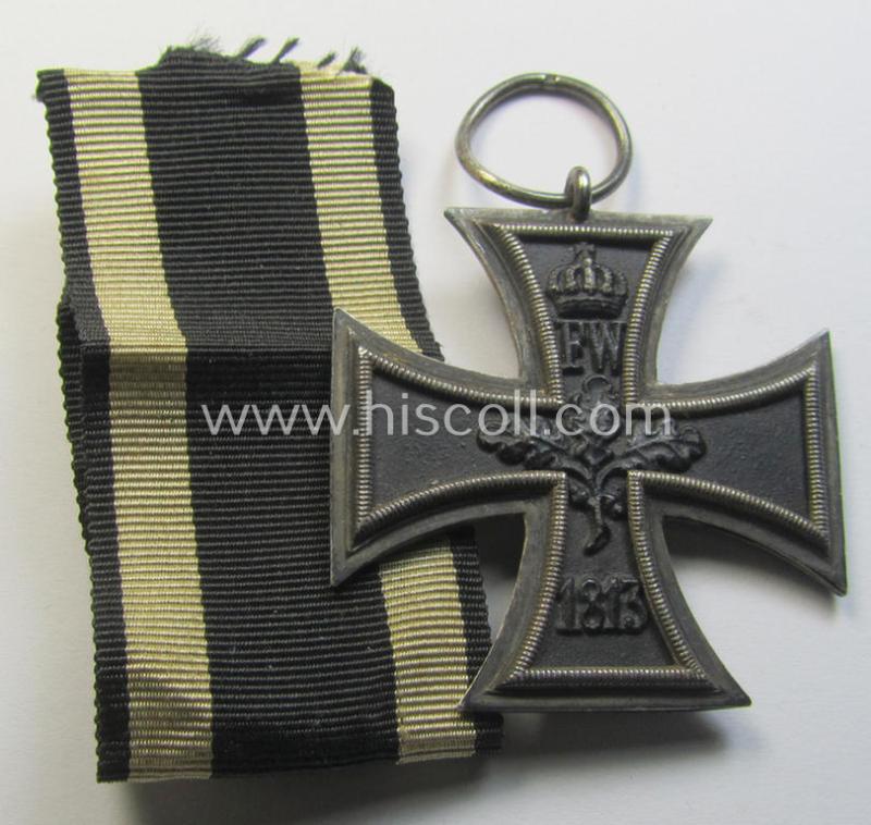 Attractive, WWI-period: 'Eisernes Kreuz II. Klasse' (or: iron cross second class) being a neatly maker- (ie. 'O'-) marked example that comes together with its confectioned piece of ribbon (ie. 'Bandabschnitt')