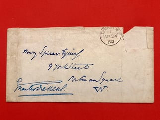 AUTHENTIC ORIGINAL HAND SIGNED CHARLES DICKENS ENVELOPE 1860.