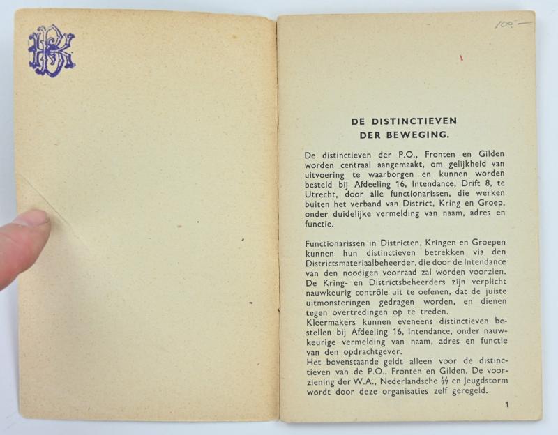 Dutch NSB Booklet 'Distinctieven der Beweging'