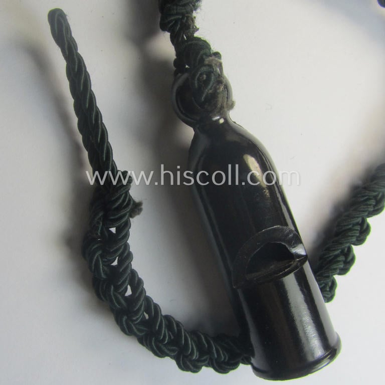 HJ- (ie. 'Hitlerjugend'-) personal-equipment-item: a resin-based flute (ie. 'Dienstflöte') onto its original (greenish-coloured- and/or twisted) lanyard