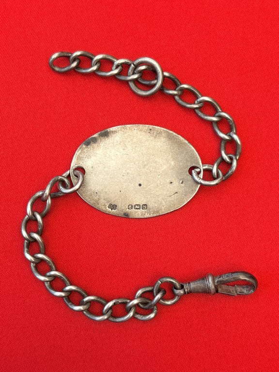 WWI BRITISH SET OF DRESS MINATURES ALBERT MEDAL AND SOLID SILVER IDENTITY BTACELET 1918. ADDITIONAL PHOTOS