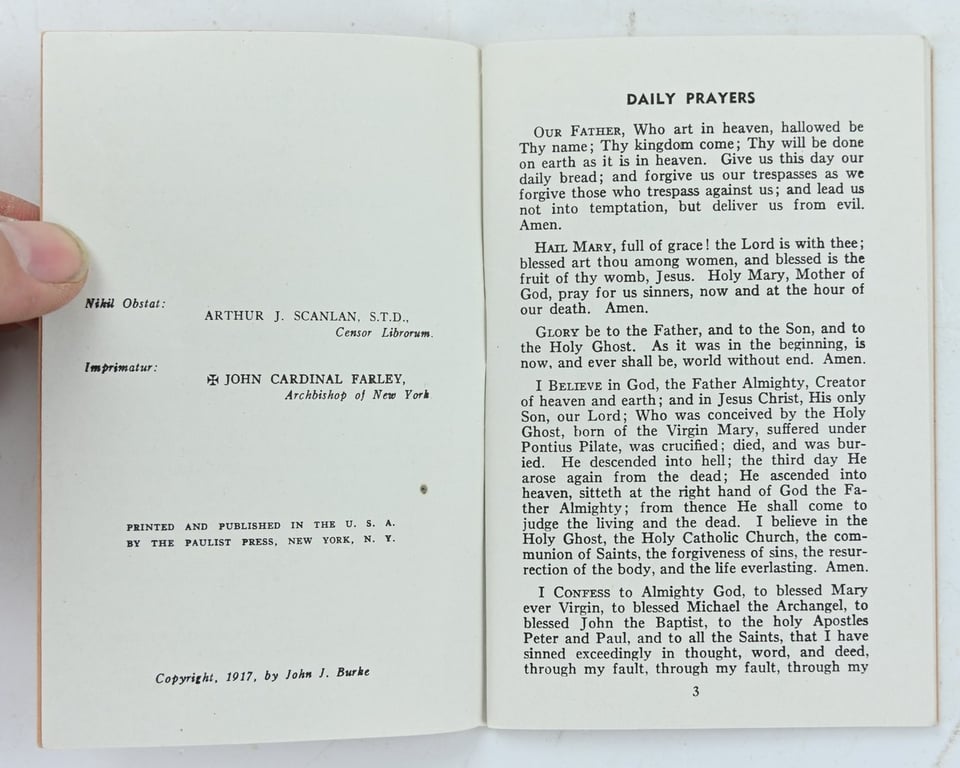 US WW1 Catholic Prayer Book