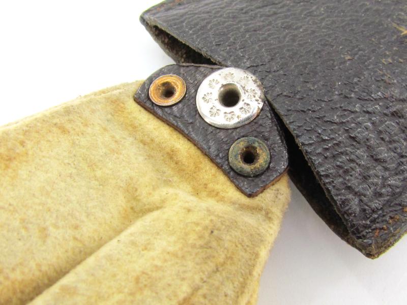 German leather cleaning cloth in pouch Marked bml41